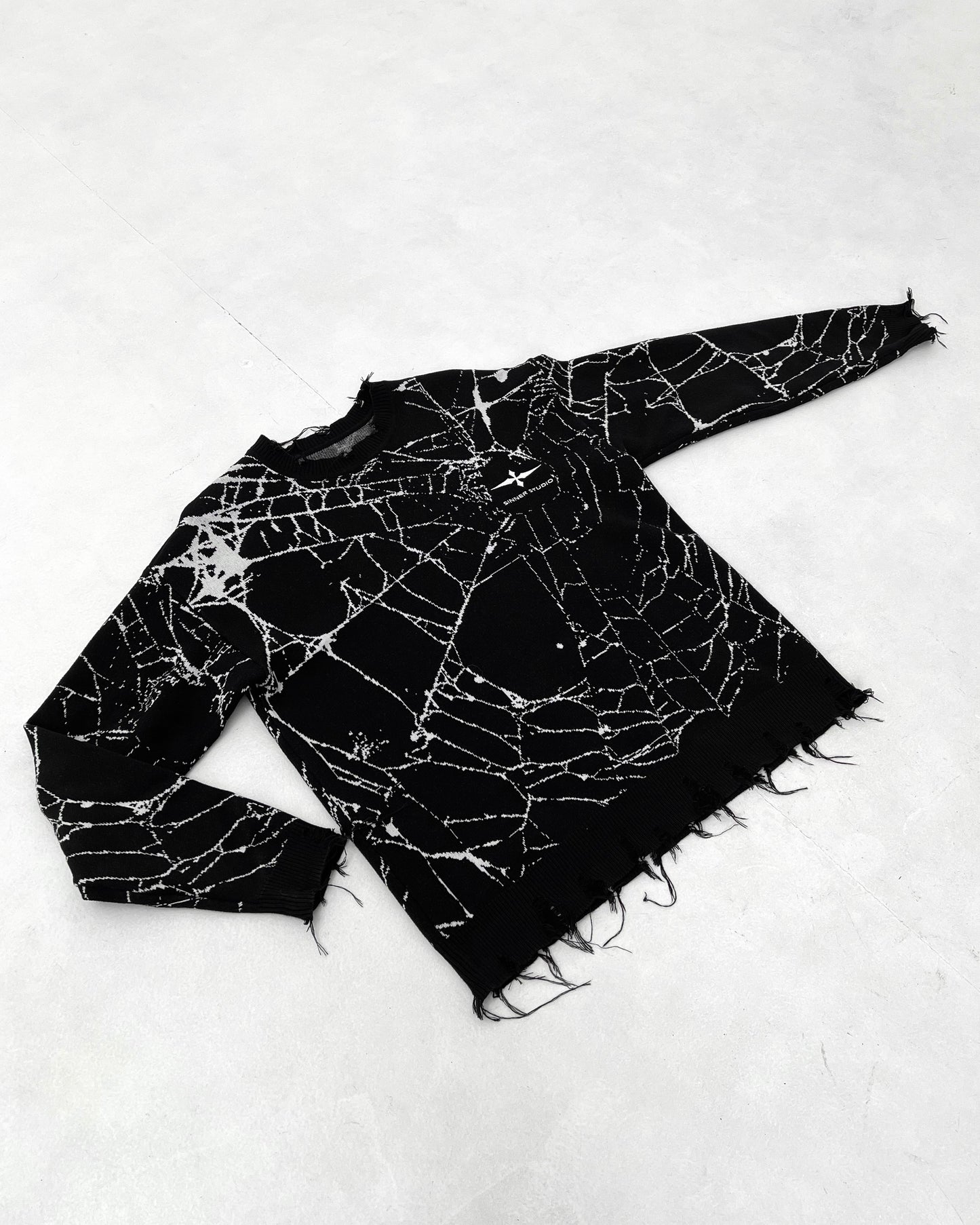 SPIDER WEB DISTRESSED JUMPER i