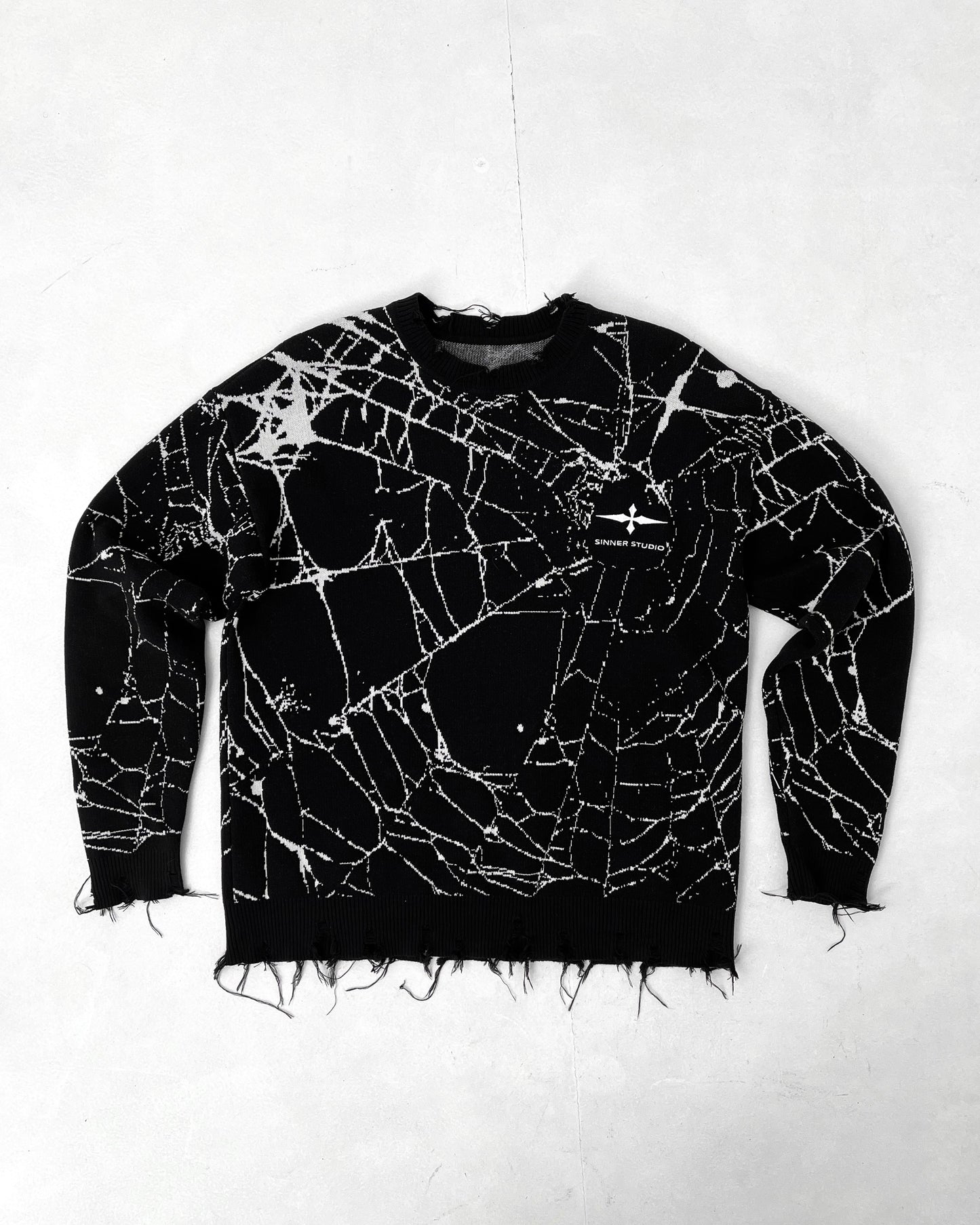 SPIDER WEB DISTRESSED JUMPER i